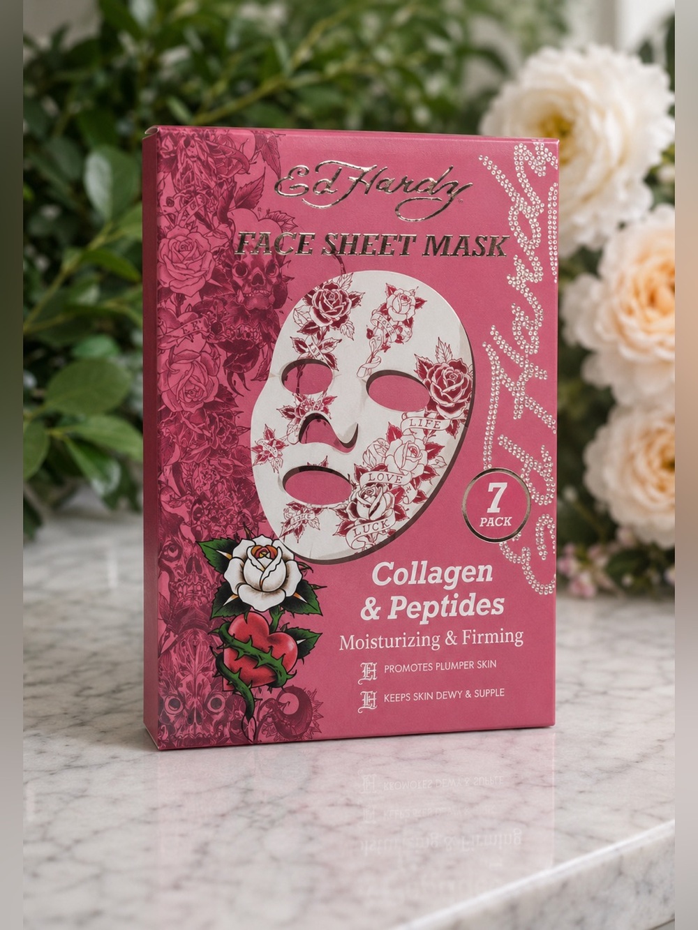 Ed Hardy Collagen & Peptides Moisturizing & Firming Face Sheet Masks